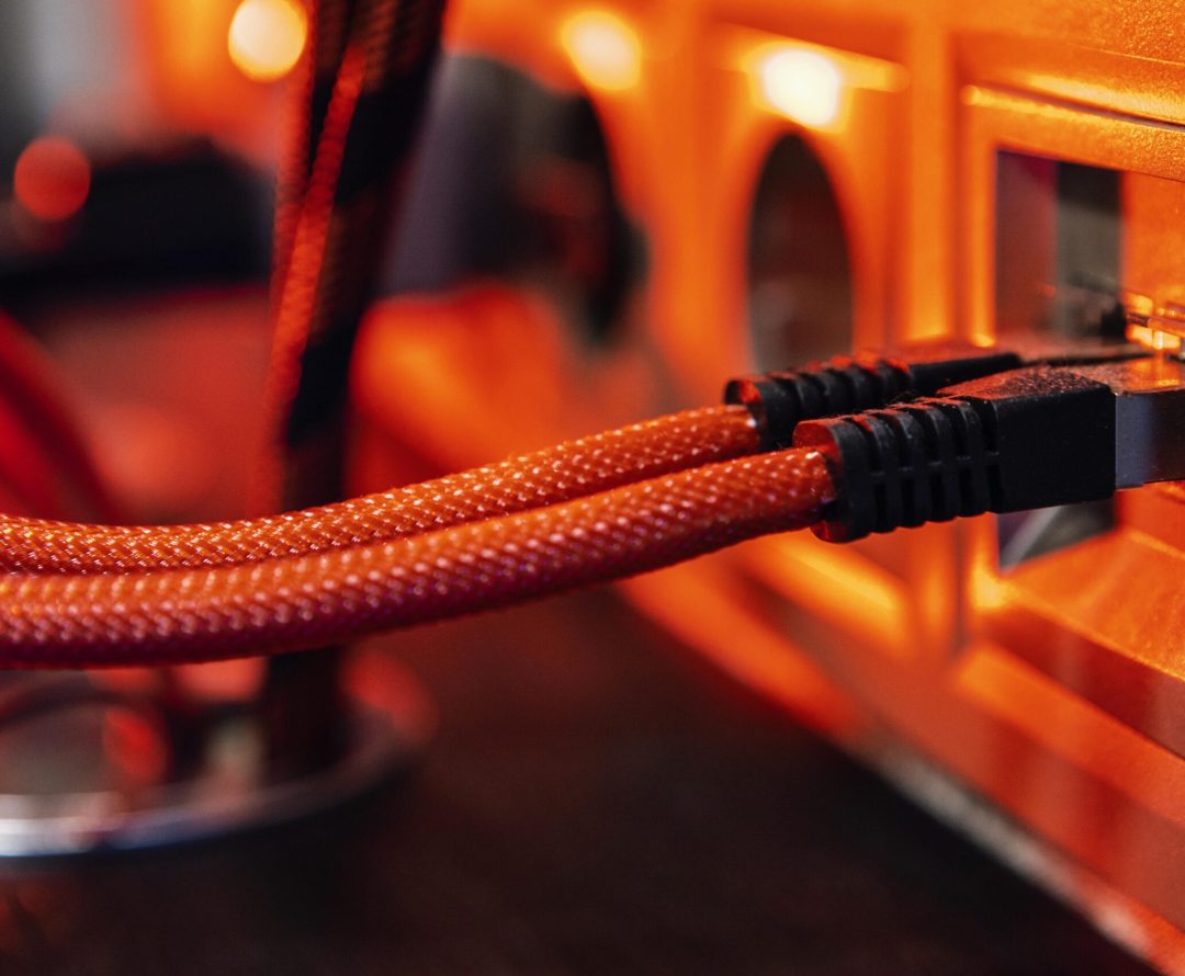 cables-red-light-background